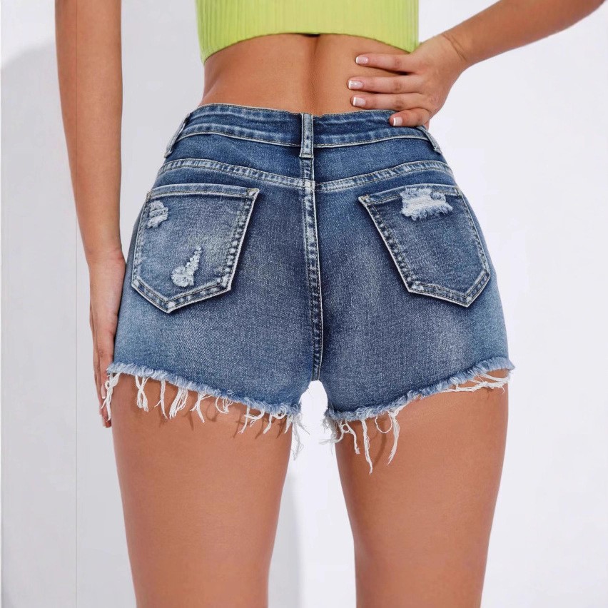 Women's High Waist Distressed  - Shorts Denim Frayed ulasan dan harga