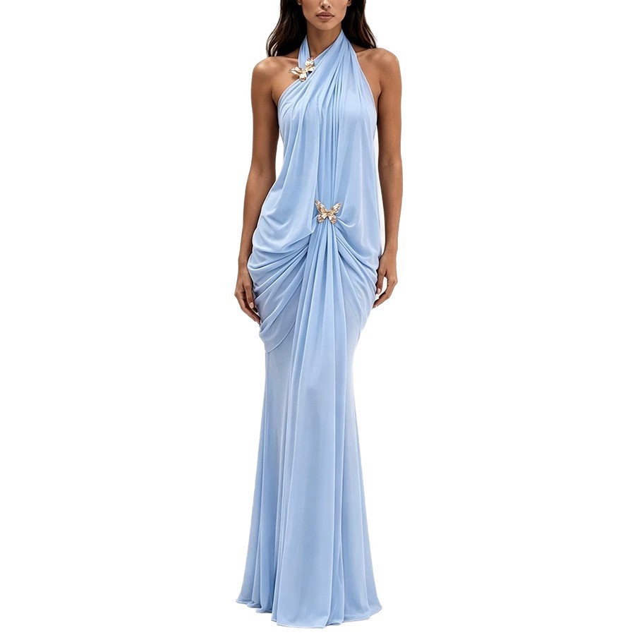 Women's Elegant Off Shoulder H - Maxi Dress Halter ulasan dan harga